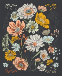 Woodland Wildflowers Panel #1 Charcoal